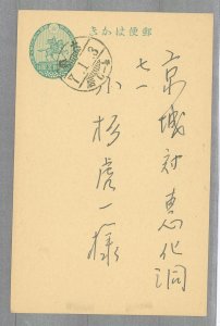 Japan/Korea  C.1940 1 1/2 Sen P.C. used in Korea, printed message.