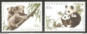 1995 AUSTRALIA-CHINA JOINT ISSUES KOALA AND PANDA 2V