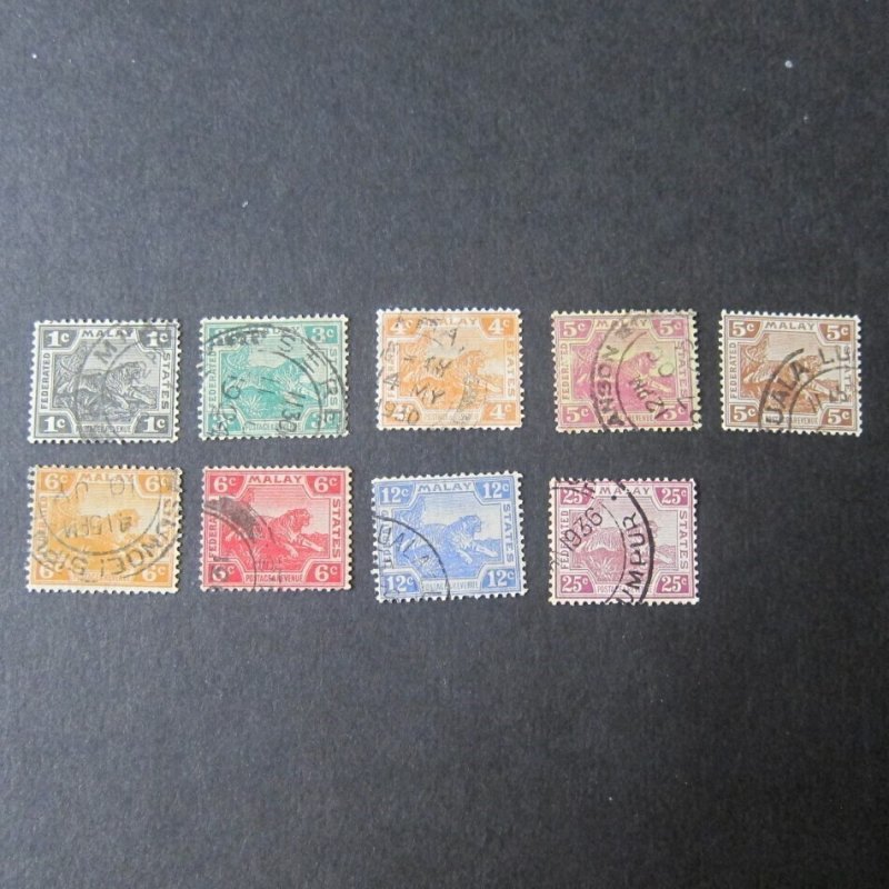 Malaya 1922 Sc 50,54,57,58-61,65,67 FU