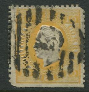 Portugal - Scott 35 - King Luiz Definitive - 1867 - Used- Single 10r Stamp