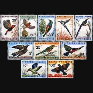 RWANDA 1967 - Scott# 239-48 Birds Set of 10 LH back thin