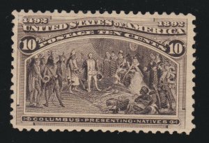 US 237 10c Columbian Exposition Unused VF OG H SCV $90