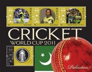 Nevis 2011 - 10th Cricket World Cup - Souvenir Sheet w/ 4 Stamps - SC 1668