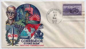 WW2 Patriotic Cover: Corregidor is Ours 17 Feb 45 Washington DC, Fluegel (53916)