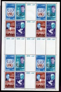 QATAR SCOTT #100/100C INT'L CO-OPERATION YEAR JOHN F KENNEDY SHEET MINT NH