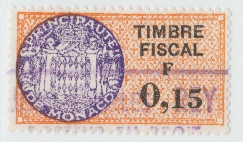 Monaco France revenue fiscal stamp 5-9-21- scarce