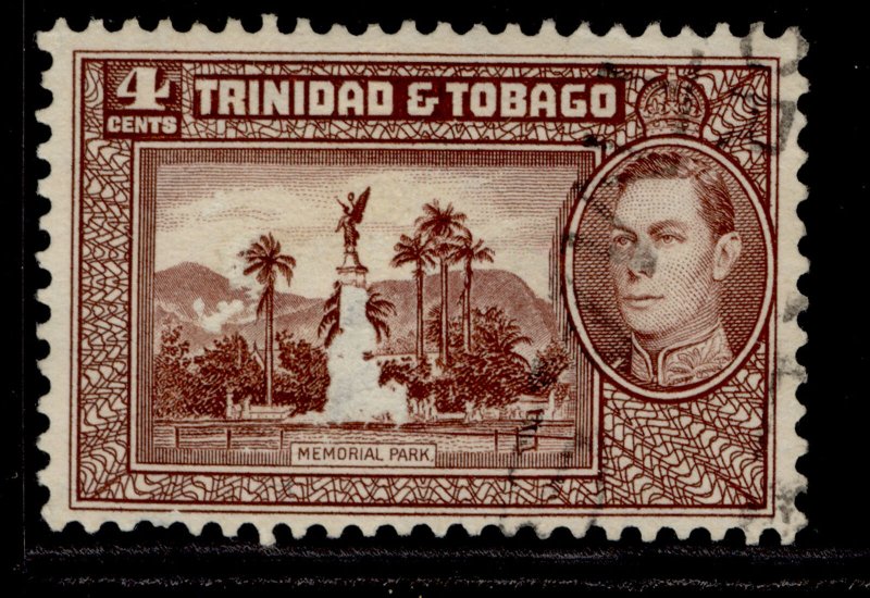 TRINIDAD & TOBAGO GVI SG249, 4c chocolate, FINE USED.