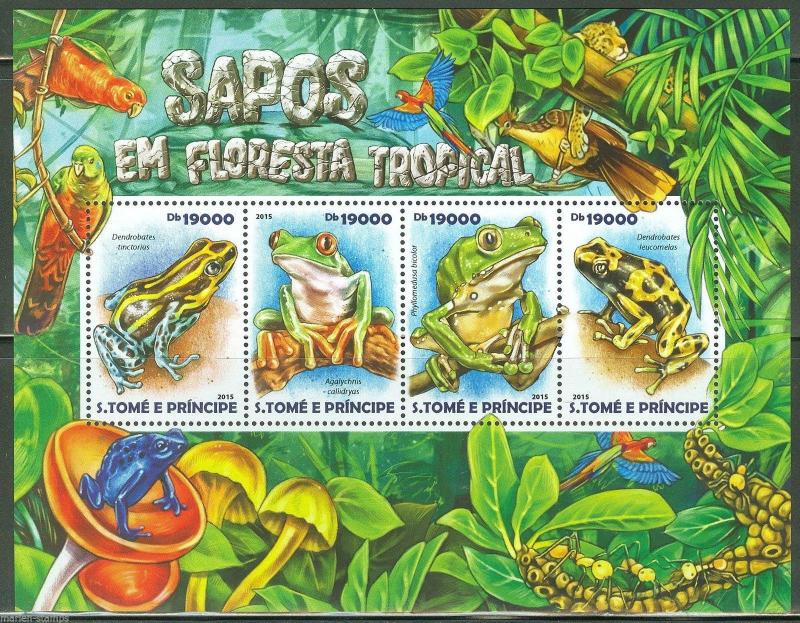 SAO TOME 2015 FROGS  OF THE TROPICAL FOREST  SHEET MINT NH