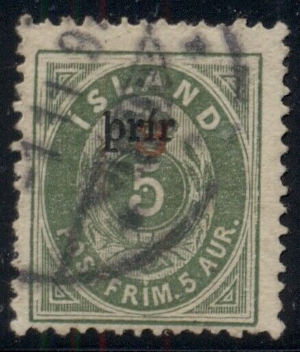 ICELAND #32b 3Prir(small), p.14x13½, used Nielsen certificate Scott $2,250.00