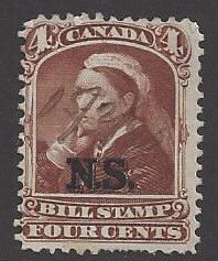 Canada, Nova Scotia #NSB5 used, Federal Bill Stamp, Queen Victoria, issued 1868