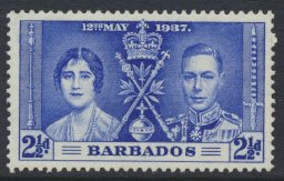 Barbados  SG 247 SC# 192 Coronation 1937  MVLH   see details and scan