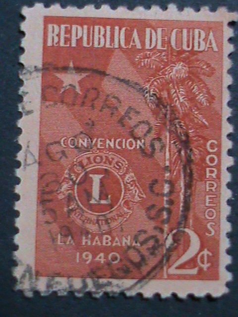 ​CUBA-LION CLUB-ROTARY CLUB-PRESIDENT LINCOLN ON VERY OLD CUBA USED STAMP-VF