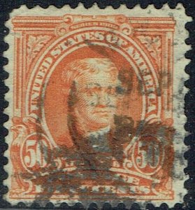 1903 50c (310) orange Jefferson with light cancelation. Crisp impression Scarce