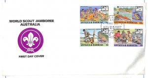 ANTIGUA & BARBUDA BOY SCOUTS SCOTT #1053-56 STAMP SET FDC FIRST DAY COVER 1987