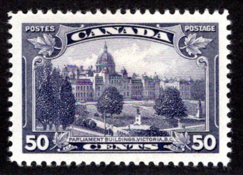 Scott 226 - 50c dull violet, XF/SUPERB-92, MLHOG, Parliament Buildings BC, Canad