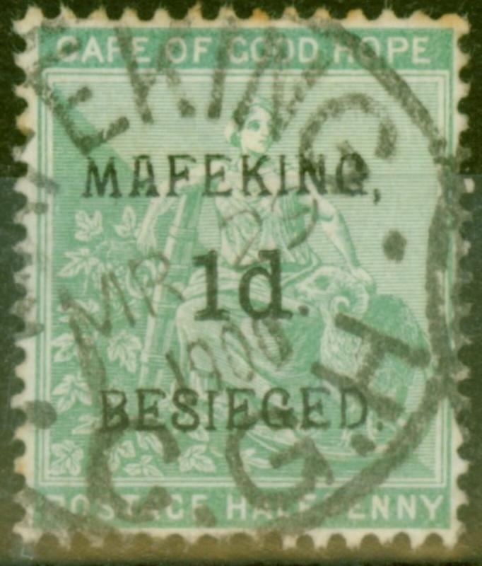 Mafeking 1900 1d on 1/2d Green SG1 Fine Used.