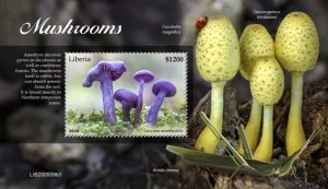 Liberia - 2020 Mushrooms, Amethyst Deceiver - Stamp Souvenir Sheet - LIB200509b1