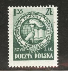 Poland Scott 585 MH* 1953 Warsaw stamp