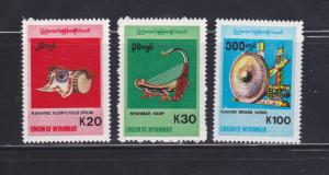 Burma Myanmar 341-342, 344 MNH Musical Instruments