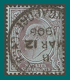 Straits Settlements 1905 King Edward, 8c used  #114,SG131