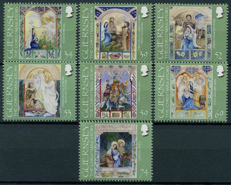 Guernsey 2012 MNH Christmas Stamps The Christmas Story Nativity Angels 7v Set