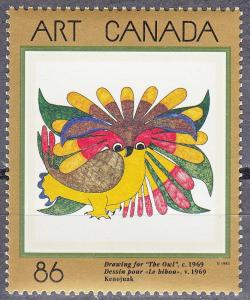 #1466 MNH Canada Art 86¢ Drawing for the Owl 1993