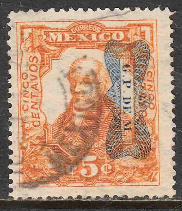 MEXICO 521Var 5¢ CORBATA REVOLUTIONAR INV OVERPRINT (READING DOWN) USED VF (29)