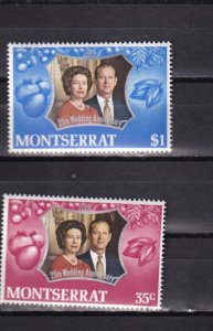 LI07 Montserrat 1972 The 25th Royal Wedding Anniversary  mint hinged stamps