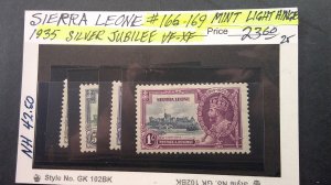 Sierra Leone 1935 Silver Jubilee Scott# 166-169 Mint VF-XF Light Hinge CPL set