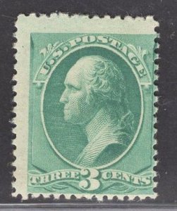 US Stamp #207 3c Blue Green Washington MINT Hinged SCV $80.00