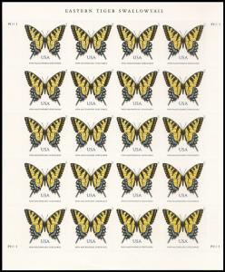 US 4999 Eastern Tiger Swallowtail Butterfly NMS sheet 20 MNH 2015