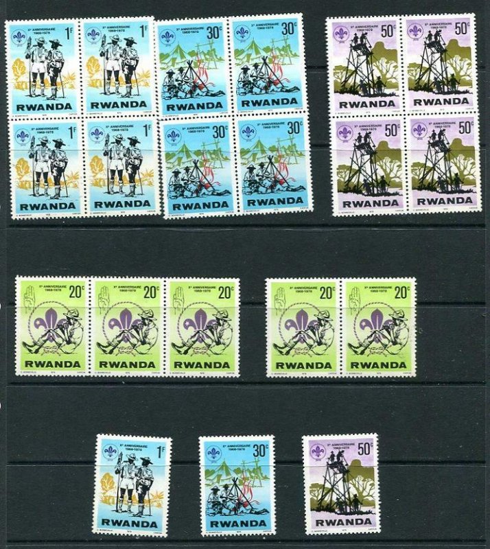 Rwanda Accumulation Single/ pair Blocks 3 and 4 MNH Boy Scout 8798