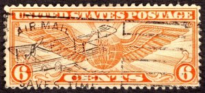 1934, US 6c, Winged Globe, Used, Bi-Plane cancel, Sc C19