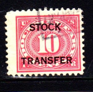 #RD5 10 CENTS STOCK TRANSFER REVENUE STAMP F-VF USED e