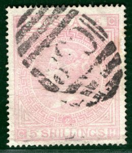 GB Used Abroad PERU High Value SG.127 5s Plate 2 CALLAO *C38* Numeral BLACK185