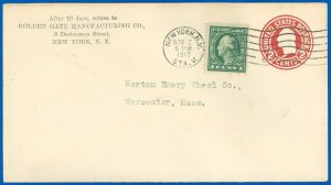 NOV 2, 1917 NYC Golden Gate Mfg Co. C/C to Norton Emery Wheel Co, SC #498, #U429