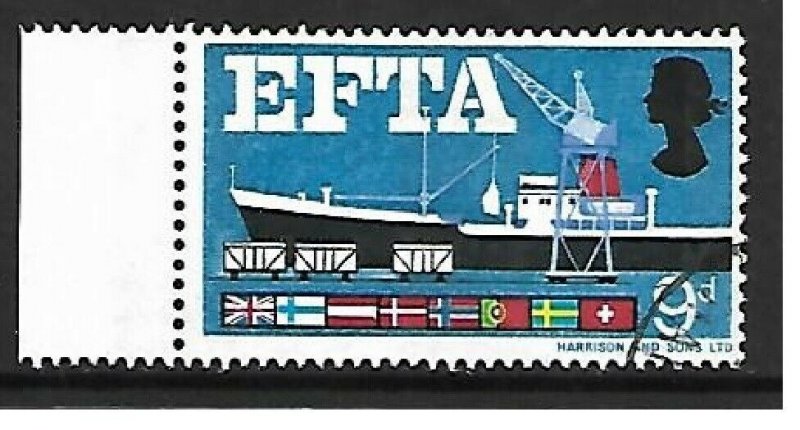 Sg 715pd 1967 EFTA 9d (phos) - Listed Flaw - missing brown - USED 