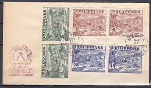 Philippines, Scott cat. 554-556. Harvest issue, 2 Imperf sets. First day cover.^