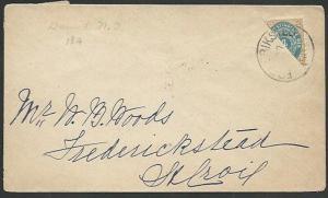 DANISH WEST INDIES 1903 4c bisected on small cover, Christiansted cds......61222