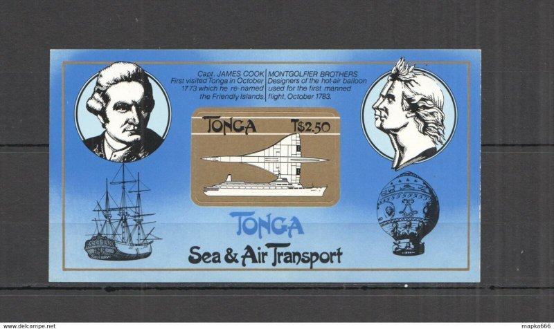 Tonga Sea & Air Transport Ships & Aviaton !!! Self-Adhesive 1Bl ** Nw0480