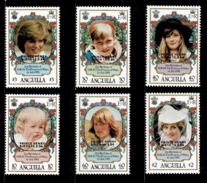 Anguilla 1985 - Princess Diana, Prince Henry Overprint - Set of 6v - 639A-F MNH