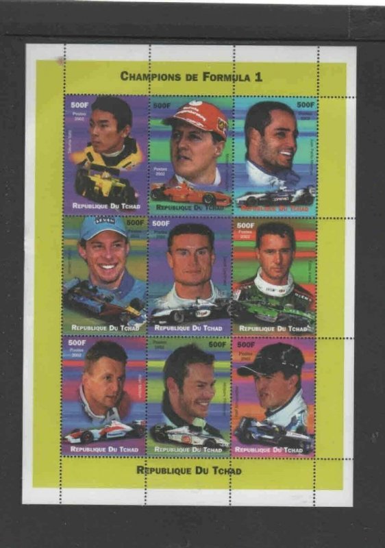 CHAD 2002 FORMULA 1 RACING CHAMPIONS MINT VF NH O.G SHEET 9 (5CH)