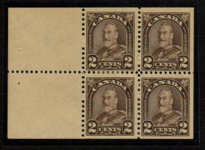 Canada Sc 166a 1931 2c brown G V stamp bklt pane of 4 mint