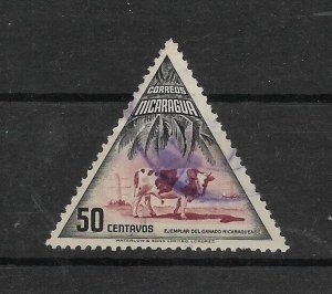 NICARAGUA 1947 LIVESTOCK COW 50 CENTS ROSE LILAC SC 715 MICHEL 969 USED