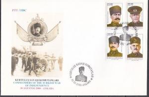 Turkey, Scott cat. 2770-2773. Military Leaders issue. First Day Cover. ^