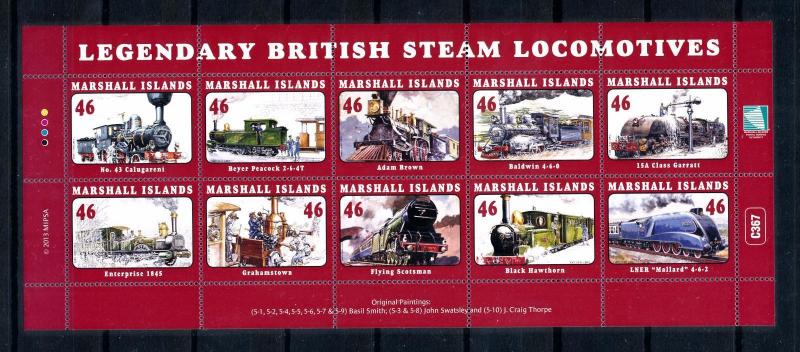 [62222] Marshall Islands 2013 Railway Train Eisenbahn Chemin De Fer Sheet MNH