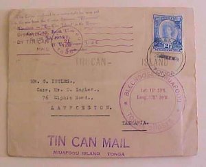 TONGA TIN CAN 1936 TO TASMANIA  WITH CAPTAIN STATEMENT