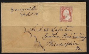 US 1850 Sc 11 ORANGE BROWN TYPE II PEN CANCEL ON COVER GARYVILLE TO