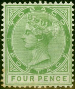 Tobago 1880 4d Yellow-Green SG10 Good Mtd Mint