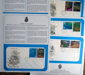 2004 Pacific Coral Reefs 10 designs Sc 3831a-j 5 FDCs with PCS cachet info pages